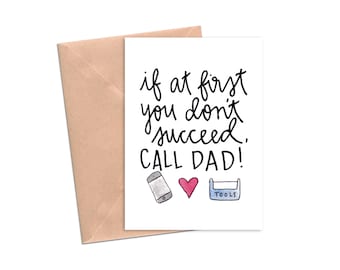 Printable Funny Card for Dad Birthday Thank You Father in Law from Daughter Son If At First You Dont Succeed Call Dad Toolbox