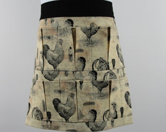 Child Youth Handmade Black & Cream Chicks Chickens 6 Pocket Apron (Pockets hold eggs) Made in the USA!