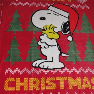 Merry Christmas Snoopy Woodstock Fleece Krawatte Decke