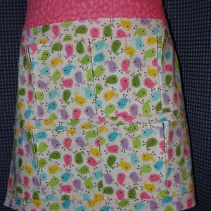 Child Youth Egg Apron,6 Pockets, Handmade colorful urban chicks chickens pink