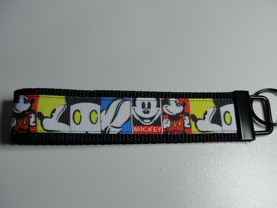 Purse or Wallet Strap Wristlet Disney Colorful faces of Mickey Mouse Key fob Strap or Key