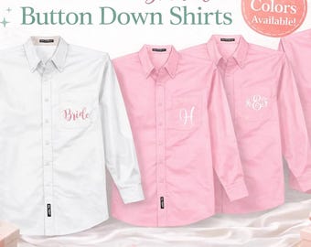 Chemise boutonnée de mariée monogrammée, cadeau de demoiselle d'honneur