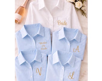 Monogrammed Bridal Party Shirts, Bridesmaid Gifts, Bridesmaid Shirts Getting Ready, Bridal Shirts