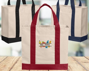 Sac fourre-tout personnalisé pour professeur, sac brodé pour professeur, sac de remerciement pour professeur, cadeau de rentrée, sac fourre-tout personnalisé pour professeur, remise des diplômes