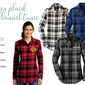 LADIES Flannel Shirts, Monogrammed Shirt, Get Ready Bridal Party, Plaid Flannel Shirts, Button Up Shirt, Sorority Flannel, Wedding Christmas