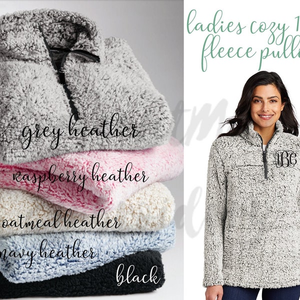 Embroidered Sherpa Pullover, Ladies Cozy 1/4-Zip Fleece, Custom Monogram, Quarter Zip Embroidered Sherpa Sweatshirt, Fleece Sweatshirt, Gift