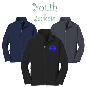 Embroidered Youth Soft Shell Jacket, Name Embroidery, Monogram, Christmas Gift, Birthday Present, Kids Jacket