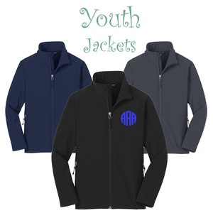 Embroidered Youth Soft Shell Jacket, Name Embroidery, Monogram, Christmas Gift, Birthday Present, Kids Jacket