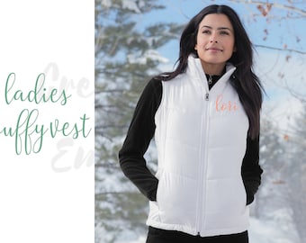 Veste bouffante brodée personnalisée, fermeture éclair monogrammée pour femme