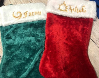 Christmas Stockings, Personalized Stockings, Monogram or Name Embroidery, Red and White Stockings