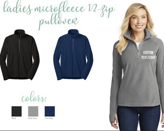 Monogrammed Ladies Microfleece Pullover, Personalized 1/2 Zip