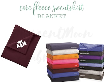 Black Sweatshirt Fleece BlanketMonogrammed BlanketMonogrammed GiftsVarious Colors