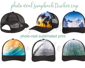 Photo Real Snapback Trucker Cap, Sublimated Print Trucker Hat