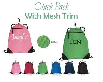 monogrammed cinch sack