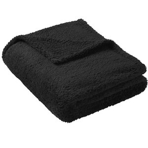 Embroidered Sherpa Cozy Fleece Blanket, Monogrammed Fleece Blanket, Custom Throw Blanket, Winter Fall Blanket, Christmas Blanket Black