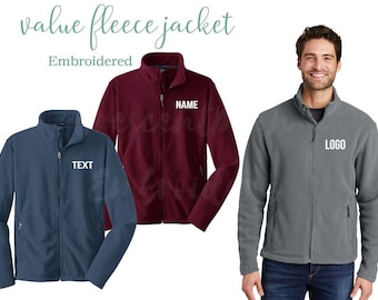 Personalized Value Fleece Jacket, Monogrammed Jacket, Embroidered Jacket, Logo, Name, Initial Embroidery, Fall Jacket, Winter Jacket