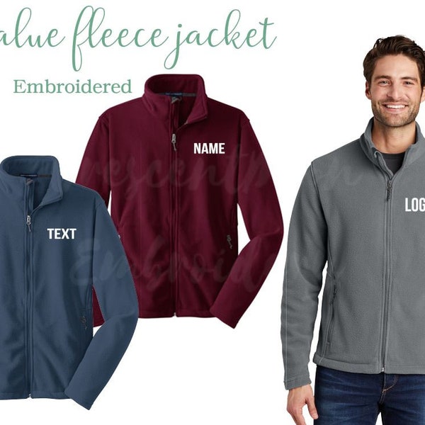 Personalized Value Fleece Jacket, Monogrammed Jacket, Embroidered Jacket, Logo, Name, Initial Embroidery, Fall Jacket, Winter Jacket