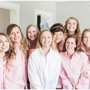 Embroidered Oversized Bride and Bridesmaids Shirts, Front Pocket Monogram, Bridal Shower, Monogrammed Bridal Shirts, Bachelorette Party