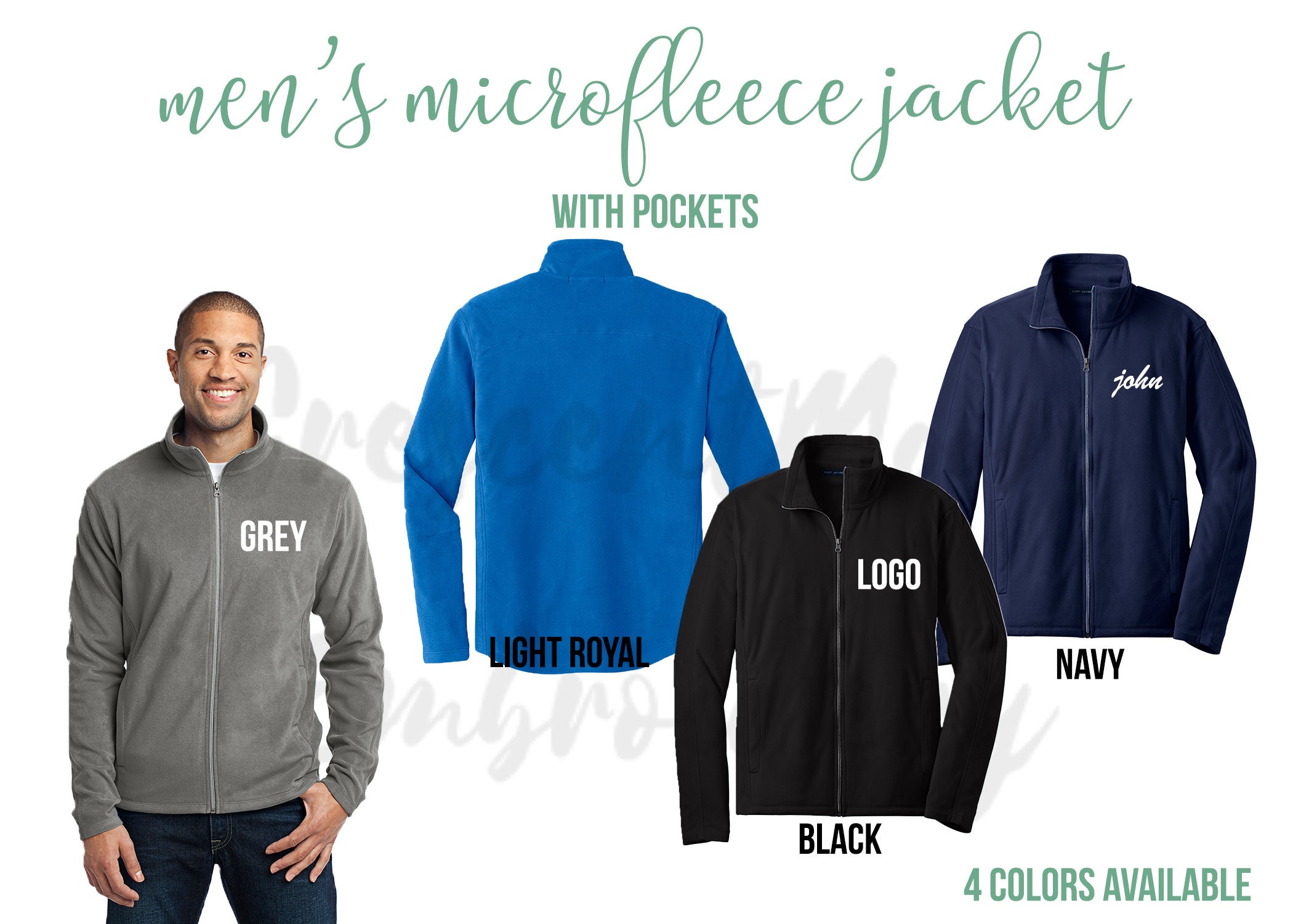 Personalized Microfleece Jacket, Embroidered Full-zip, Custom Logo - Etsy