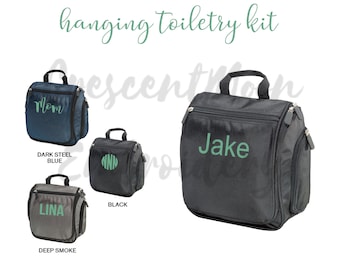 Personalized Hanging Toiletry Bag, Embroidered Travel Dopp Kit