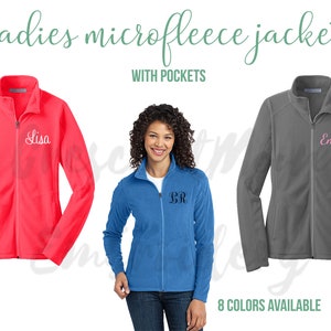 Custom Ladies Microfleece Jacket, Embroidered or Monogrammed Fleece Jacket, Custom Logo Embroidery, Full-Zip Fleece Jacket, Nurse Jacket