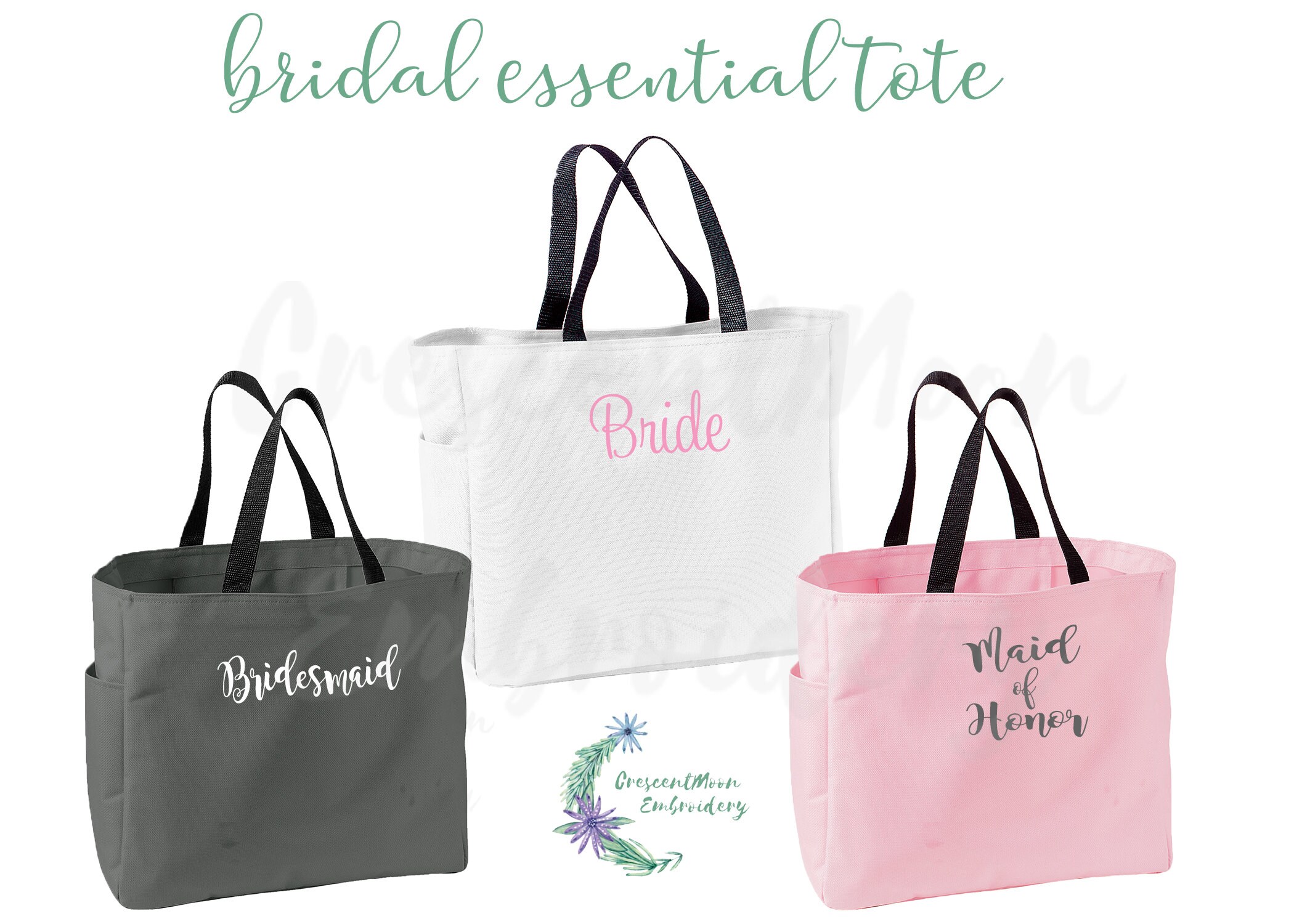 Personalized Bridesmaid Tote Bag, Embroidered Bridal Party Gift - Etsy