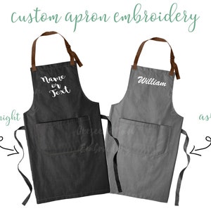 Personalized Apron, Custom Embroidery Text, Name, or Initials, Market Full Length Bib Apron, Monogrammed Apron, Wedding Gift, Chef Gift
