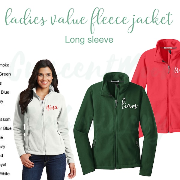 Personalized Ladies Value Fleece Jacket, Monogrammed Jacket, Embroidered Jacket, Logo, Name, Initial Embroidery, Fall Jacket, Winter Jacket