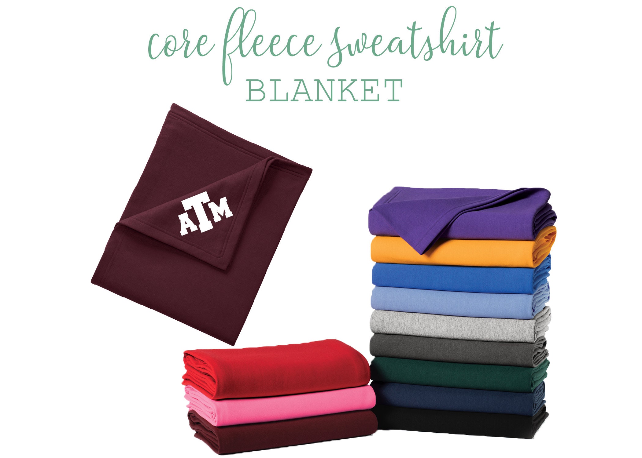 Custom Core Fleece Sweatshirt Blanket Embroidered Sweatshirt Etsy