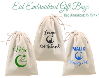 Embroidered Eid Gift Bags, Happy Eid Bag, Eid Mubarak Gift Bag, Ramadan Kareem Bag, Favor Bag