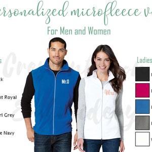 Embroidered Men and Women Fleece Vest Lightweight Full Zip Up, Christmas Gift, Monogrammed Fleece Vest, Custom Mother&#39;s Day, Father&#39;s Day