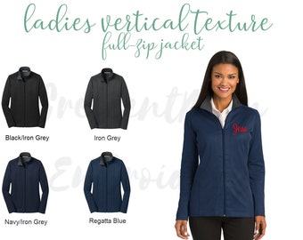 Veste zippée complète pour femme personnalisée, texture verticale brodée personnalisée