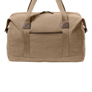 Personalized Washed Canvas Duffel, Men's Duffle Bag, Groomsmen Gifts, Custom Embroidery Monogram, Anniversary, Father's Day, Christmas Khaki