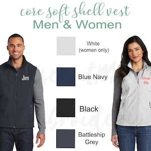Custom Embroidery Core Soft Shell Vest- Personalize with Name Monogram or Logo - Full Zip Up, Ladies and Men Custom Vest, Christmas, Career