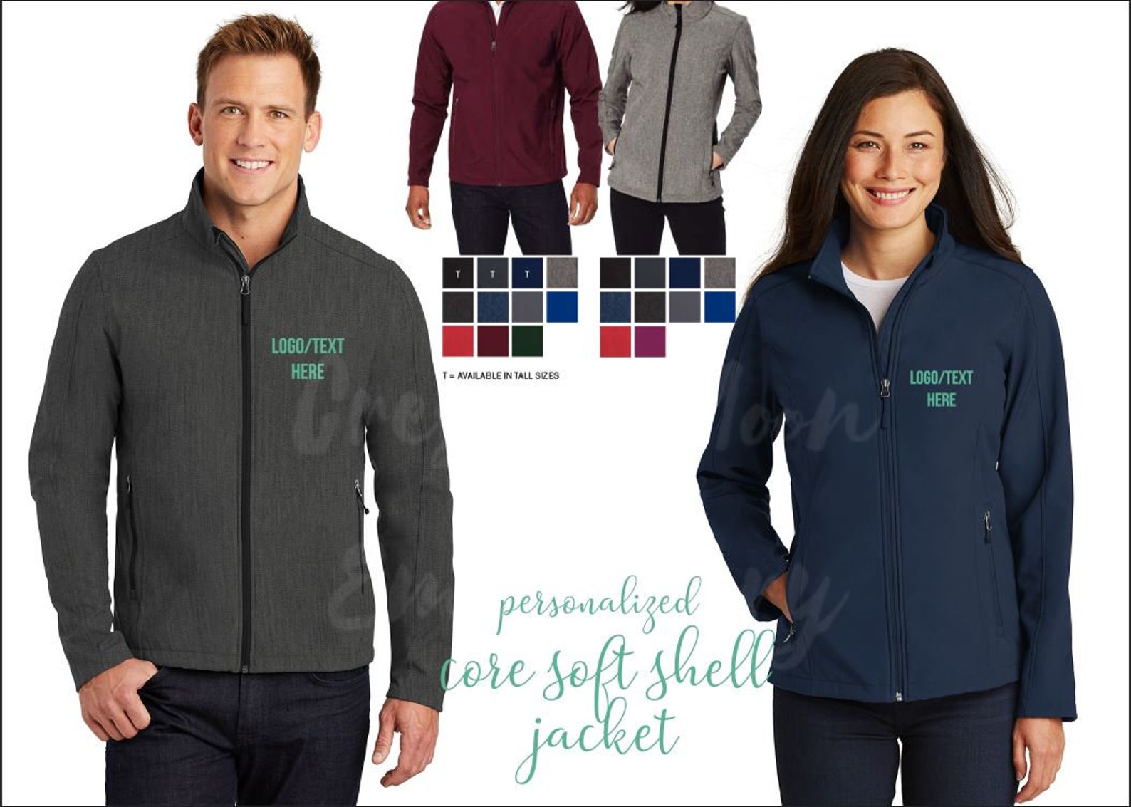 Embroidered Core Soft Shell Jacket, Personalize With Name Monogram or ...
