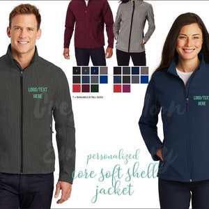 Embroidered Core Soft Shell Jacket, Personalize with Name Monogram or Logo, Ladies and Men Custom Embroidered Jacket, Custom Team Uniforms