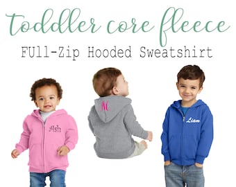 Sweat à capuche entièrement zippé personnalisé en polaire pour tout-petit - Broderie personnalisée