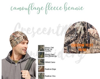 Custom Embroidered Camo Fleece Beanie, Monogrammed Beanie