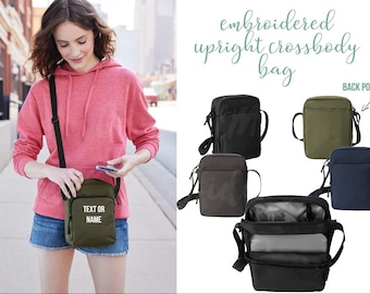 Sac bandoulière droit brodé personnalisé, logo ou nom personnalisé, sac bandoulière à monogramme, cadeaux pour lui, cadeaux pour elle, remise des diplômes