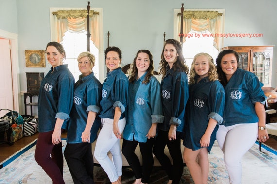 bridesmaid denim shirts