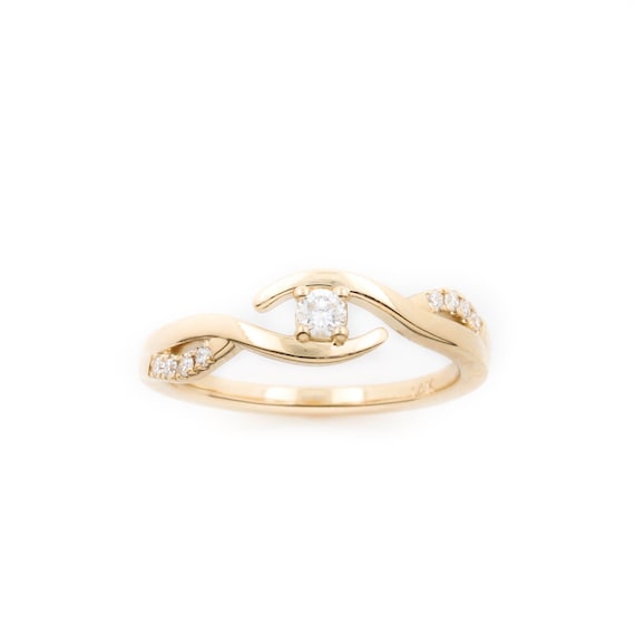 Elegant Eye, Bypass Ring, Rose, white or Yellow Gold Band