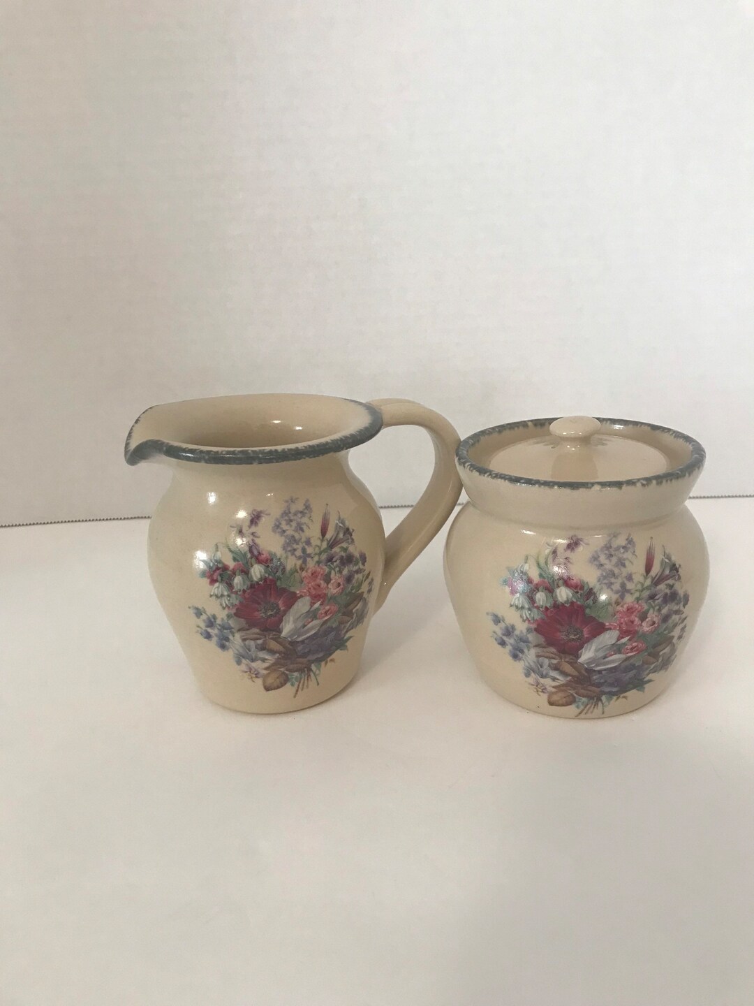 Stoneware Creamer and Sugar Etsy
