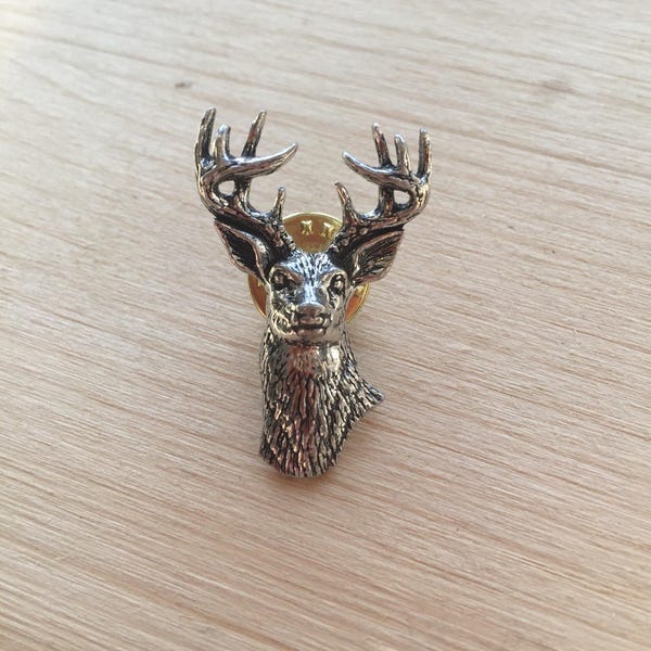 Stag Head Pewter Pin/ Brooch/ Badge