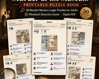 Murder Mystery Logic Puzzle Book | 30 Printable Detective Games