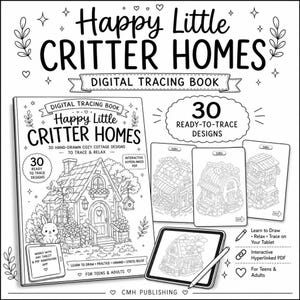 Libro de dibujo digital: Casas para animalitos felices con 30 diseños de casitas acogedoras