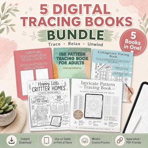 IPad Tracing Book Bundle for Adults | 5 Relaxing Digital with 130+ Pages