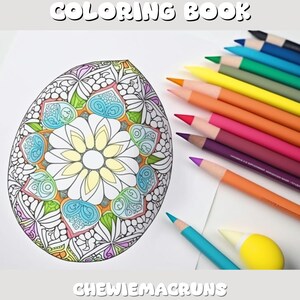 Mandala Eggs Coloring Book, Instant Download, 13 Grayscale Coloring Book Pages, Printable PDF, Mandala Activity, Bundle Coloring Pages