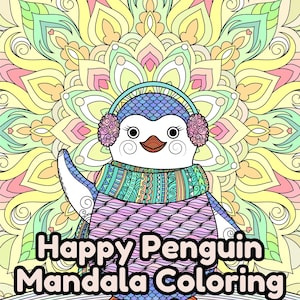 Mandala Animal Coloring Pages | 34 Penguin Mandala Intricate Coloring Sheets for Adults and Teens | Printable PDF Instant Download