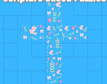 Bible Scripture Crosswords Book | 52 Printable Christian Theme Crossword Puzzles Book with Solutions for Adults, Seniors, and Teens