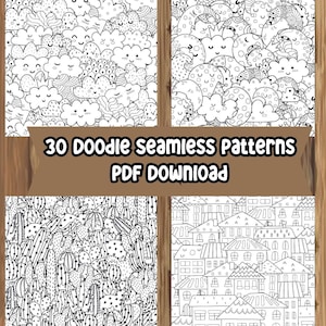 落書き塗り絵ブック、大人とティーン向けの複雑な模様のページ30枚 - デジタルPDFダウンロード